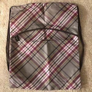 Thirty One Purple Plaid Cinch Backpack Bag